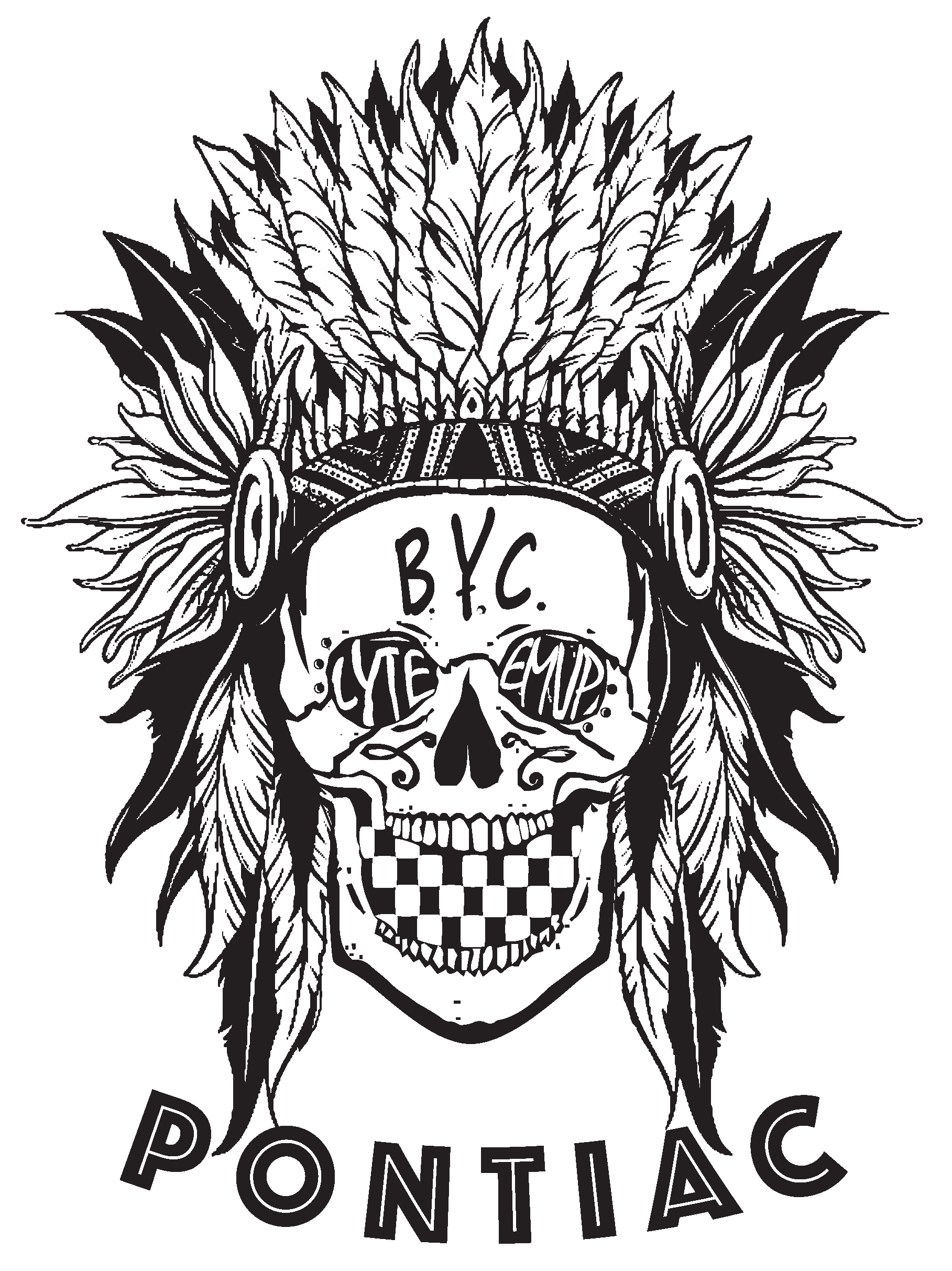 Pontiac Indian Skull T-Shirt - Image 3