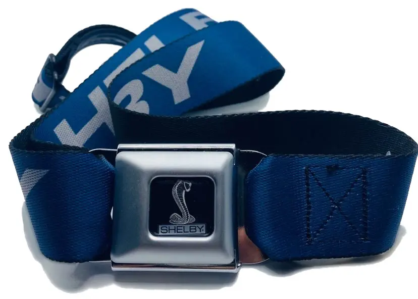 Shelby Seatbelt Pants belt Cobra Buckle Button and Printed Shelby Belt