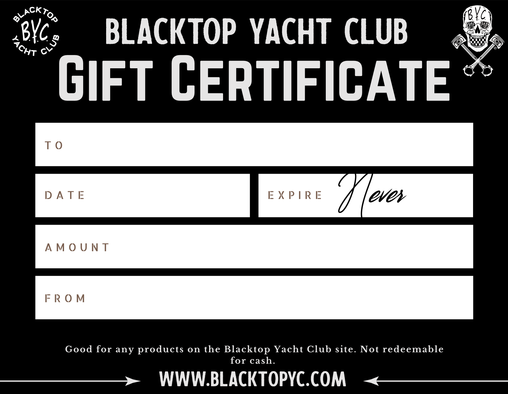 Blacktop Gift Certificate